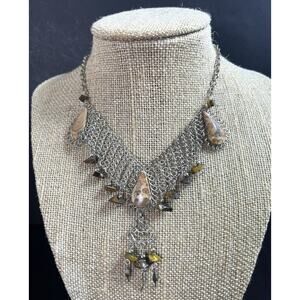 Leopard Skin Semiprecious Stone & Alpaca Silver Necklace From Peru NEW